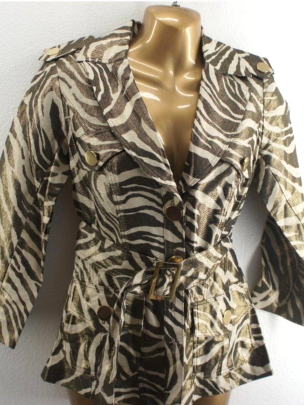 Cache Metallic Zebra Jacket size S NWT